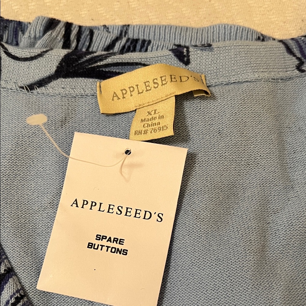 Appleseed's Blue and Navy Floral Knit Cardigan - Picture 2 of 6